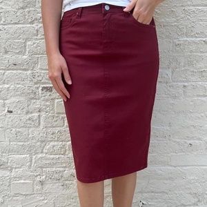 Burgundy Jean Skirt